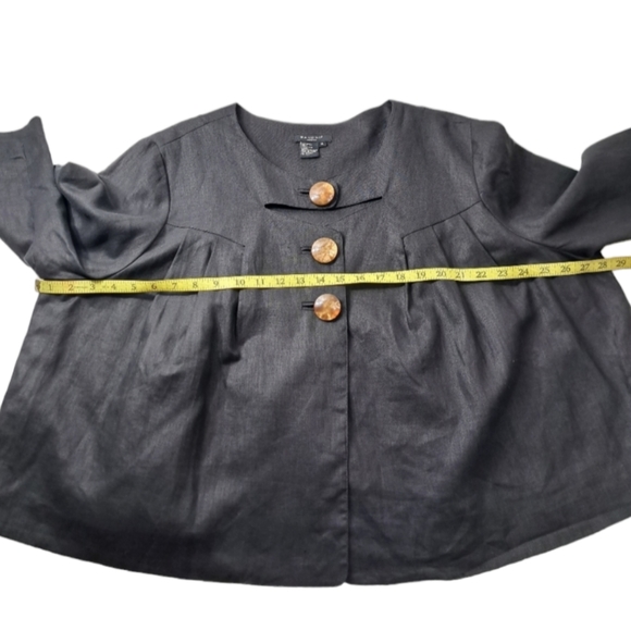 Sandro Women's 100%Linen Vintage Cutout Charcoal Swing Coat Jacket Blazer 1X - Picture 10 of 16